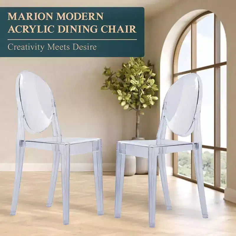 Acrylic Modern Chair, Mid-Century Ghost Chair with Molded Seat, Ideal for Dining Room, Kitchen, Office, Lounge, Cafe, or Workspace