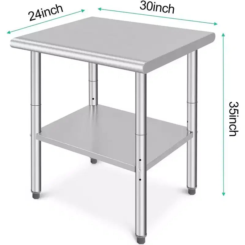Stainless Steel Kitchen Work Prep Table Commercial Workbench Adjustable Height