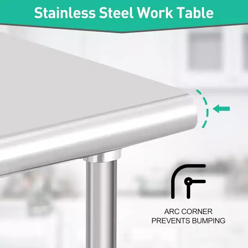 Stainless Steel Kitchen Work Prep Table Commercial Workbench Adjustable Height