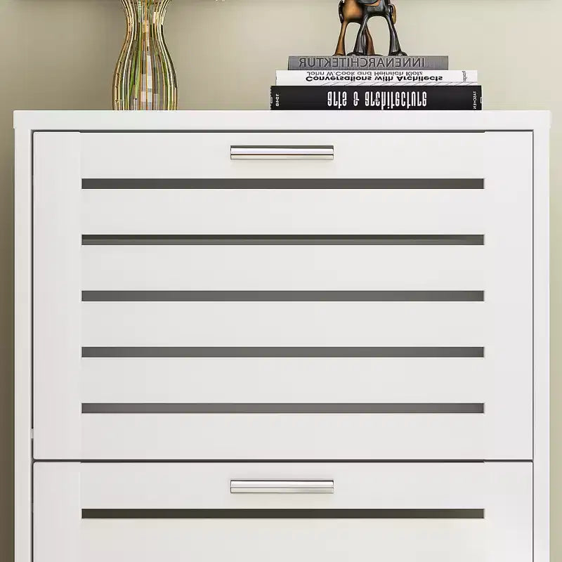 3-Shelf Shoe Cabinet Storage for Entryway with 3 Flip Drawers Slim Hidden Free Standing Organizer, White