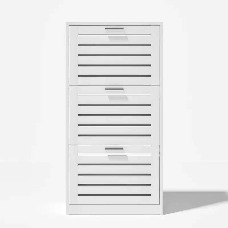 3-Shelf Shoe Cabinet Storage for Entryway with 3 Flip Drawers Slim Hidden Free Standing Organizer, White