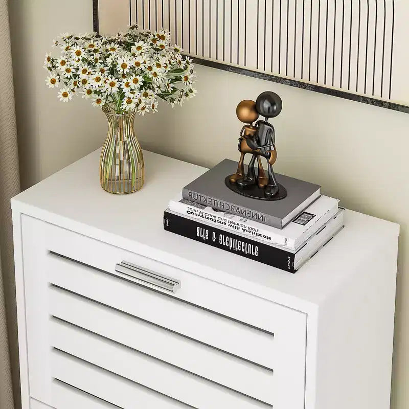 3-Shelf Shoe Cabinet Storage for Entryway with 3 Flip Drawers Slim Hidden Free Standing Organizer, White
