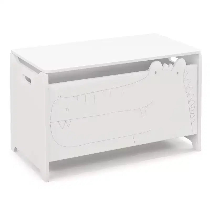 Kids Toy Box withSafety Hinge Wood Storage Chest Flip-Top Storage Organizer White/Green