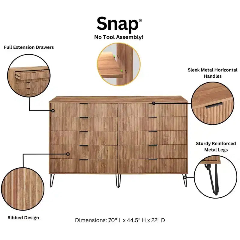 10 Drawer Double Dresser