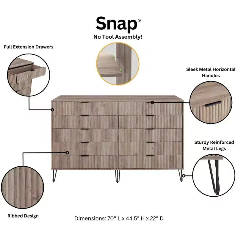 10 Drawer Double Dresser