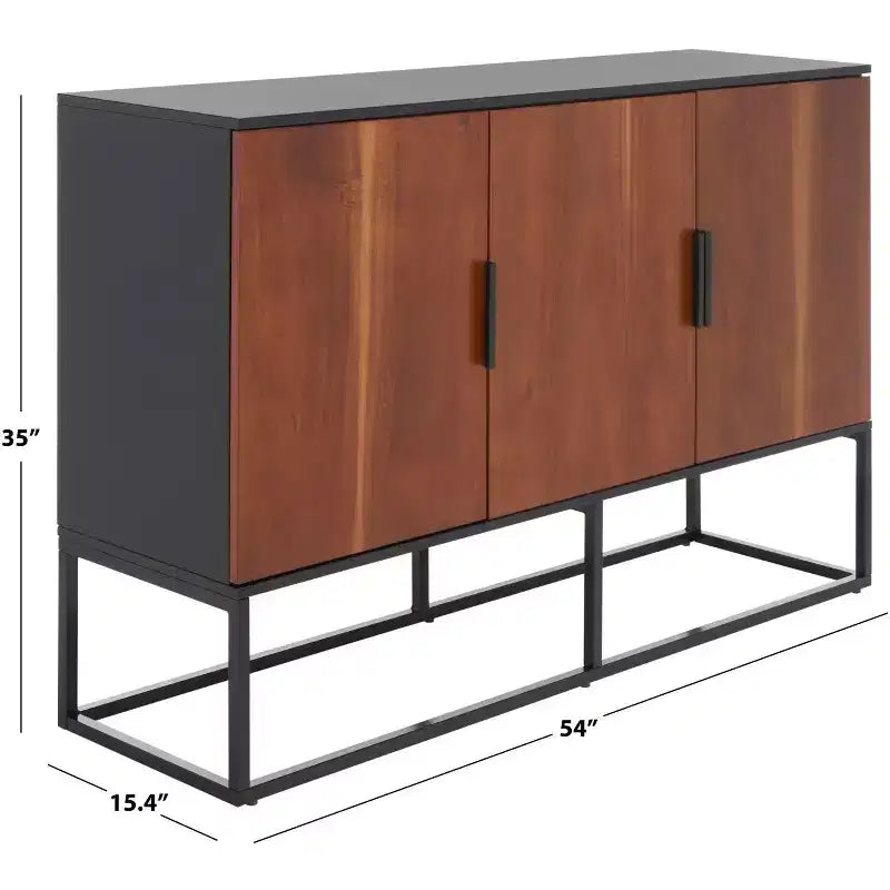 3 Door 2 Shelf Sideboard - Black/Brown