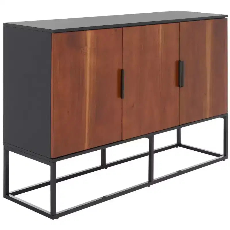 3 Door 2 Shelf Sideboard - Black/Brown