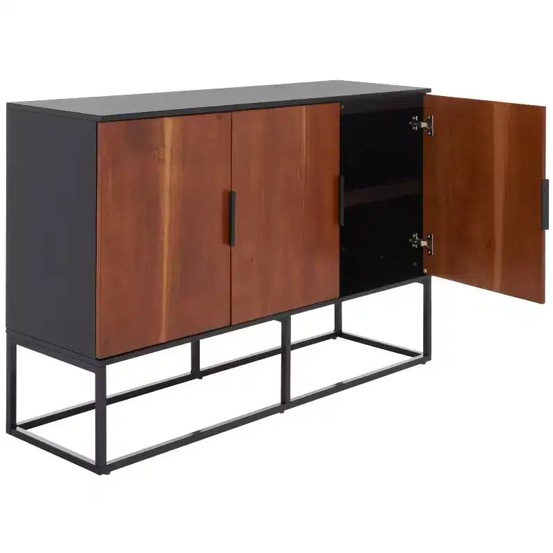 3 Door 2 Shelf Sideboard - Black/Brown