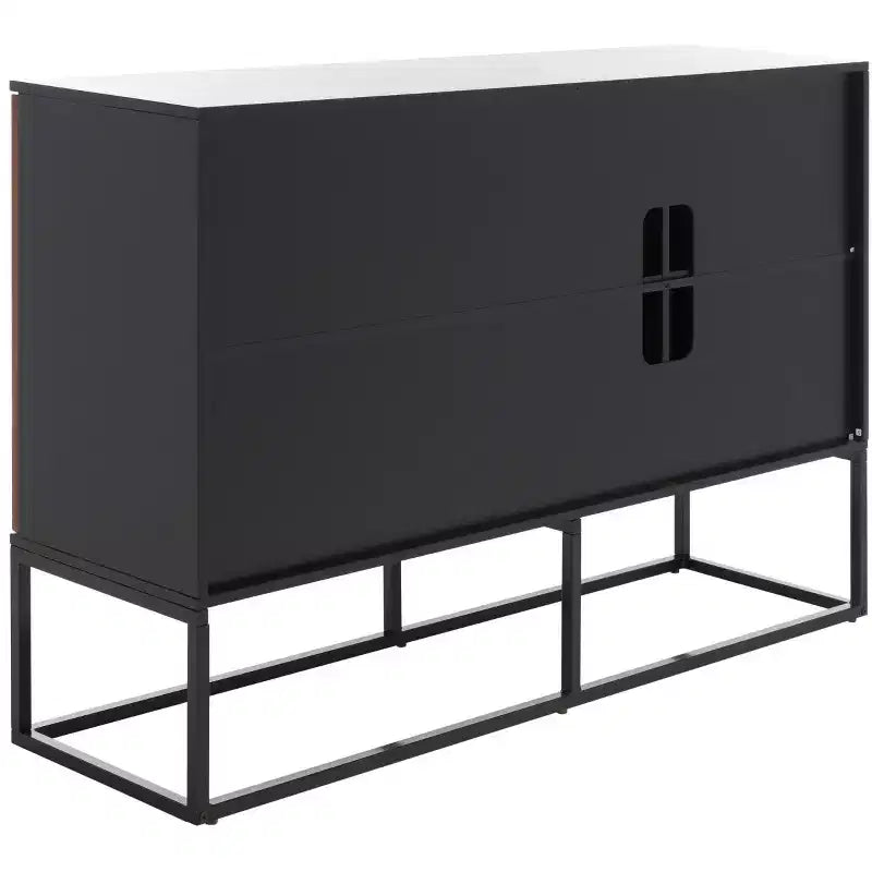 3 Door 2 Shelf Sideboard - Black/Brown