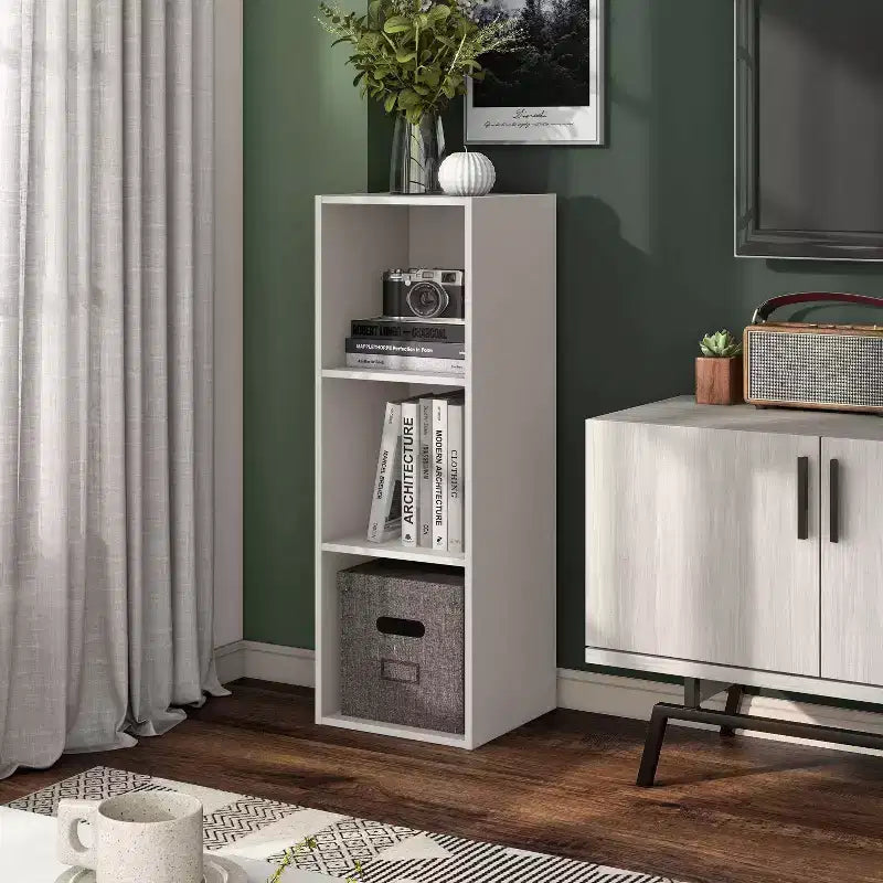 35. 3" Modern 3 Cube Stackable and Modular Bookcase