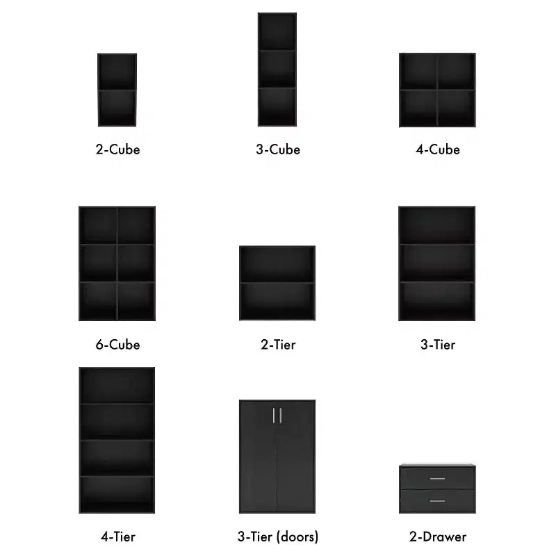 35. 3" Modern 3 Cube Stackable and Modular Bookcase