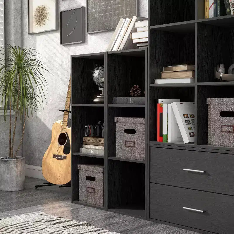 35. 3" Modern 3 Cube Stackable and Modular Bookcase