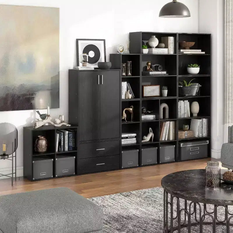35. 3" Modern 3 Cube Stackable and Modular Bookcase