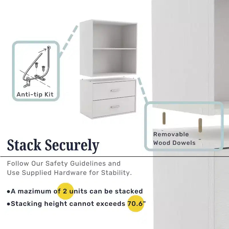 35. 3" Modern 3 Cube Stackable and Modular Bookcase